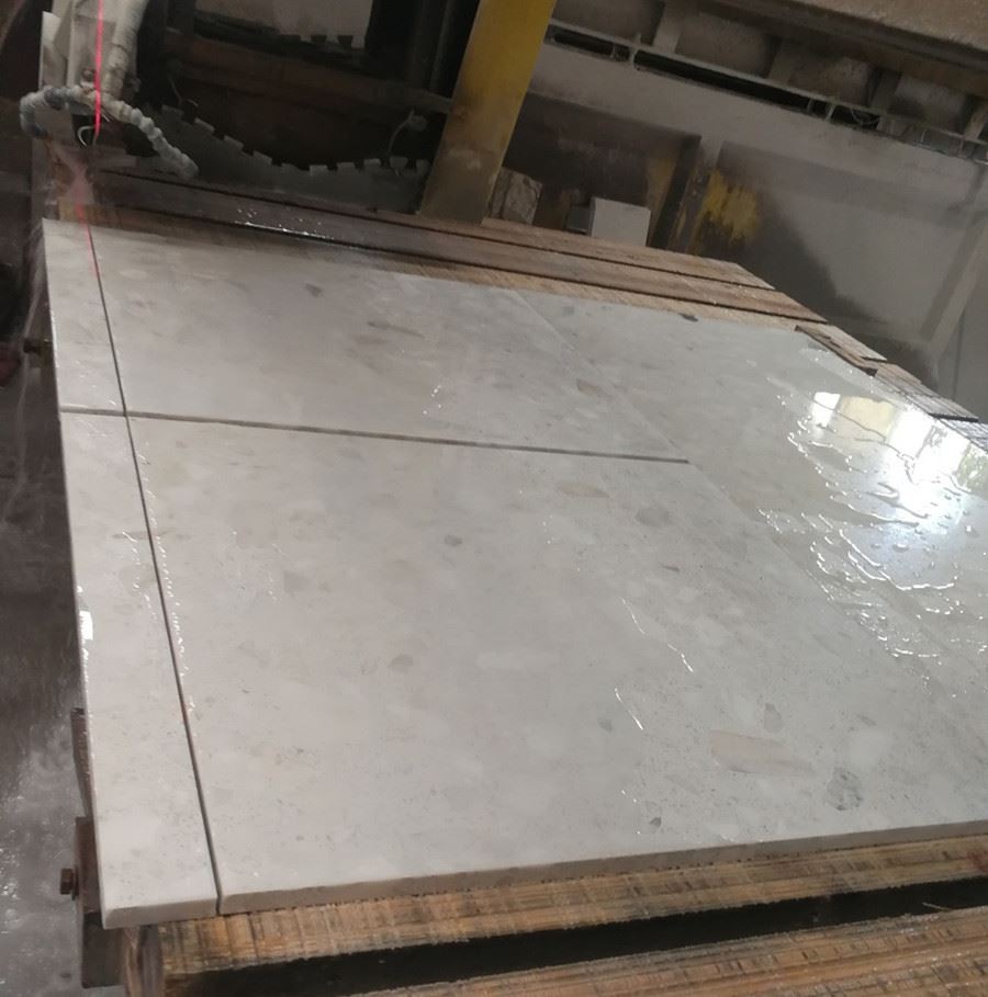 Terrazzo tiles under cutting